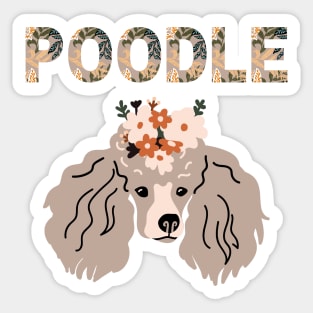 Poodle Dog with Flower on its Head Sticker